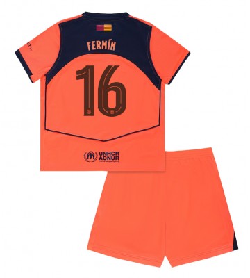 Barcelona Fermin Lopez #16 Tredjetrøje Børn 2025-26 Kortærmet (+ Korte bukser)